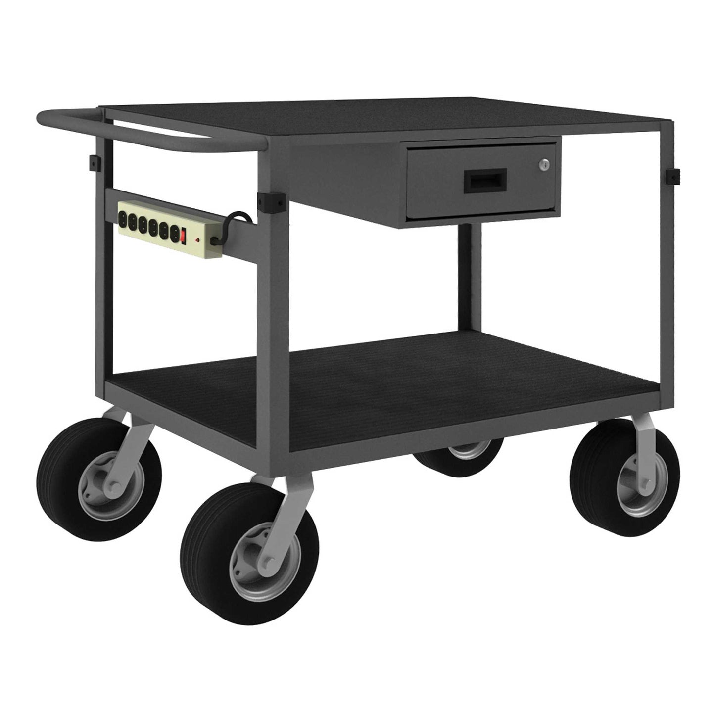 Durham IC24481DRPS8SPN95 INSTRUMENT CART, 2 SHELVES, 24 X 36, 4 BUMPER CORNERS, POWER STRIP