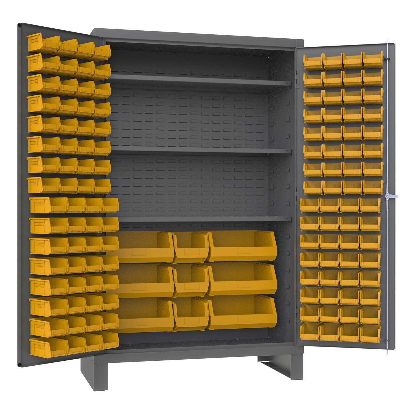 Durham JC-137-3S-95 CABINET, 14 GAUGE, 3 SHELF, 137 YELLOW BINS , 48 X 24 X 78