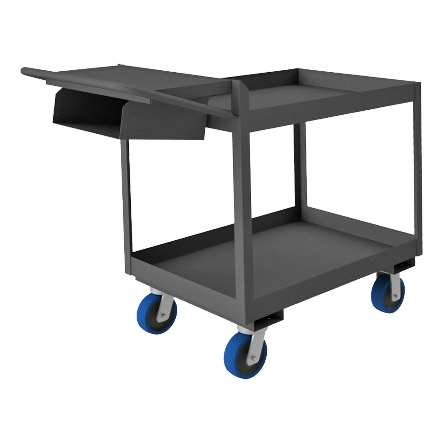 Durham OPCP3FS-2436-2-6PU-95 ORDER PICKING CART, 2 SHELVES WITH LIP, 24 X 36