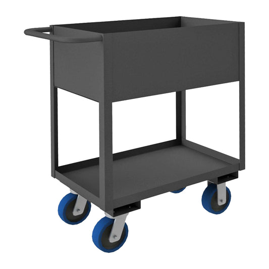 Durham RSC12-2436-2-3.6K-6PU-95 STOCK CART, 2 SHELVES WITH HIGH LIPS, 24-1/4 X 42-1/4 X 39