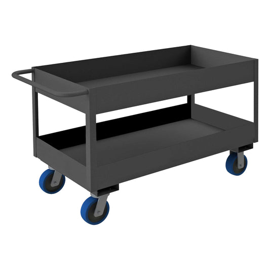Durham RSC6-2436-2-3.6K-6PU-95 STOCK CART, 2 SHELVES WITH HIGH LIPS, 24-1/4 X 42-1/4 X 39