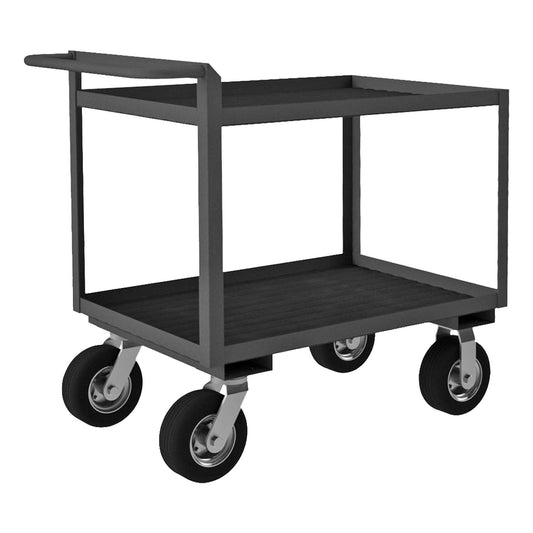 Durham RSCR243638ALURM8PN95 STOCK CART, 2 SHELF, RAISED HANDLE, 24-1/4 X 42-1/4 X 37-7/8