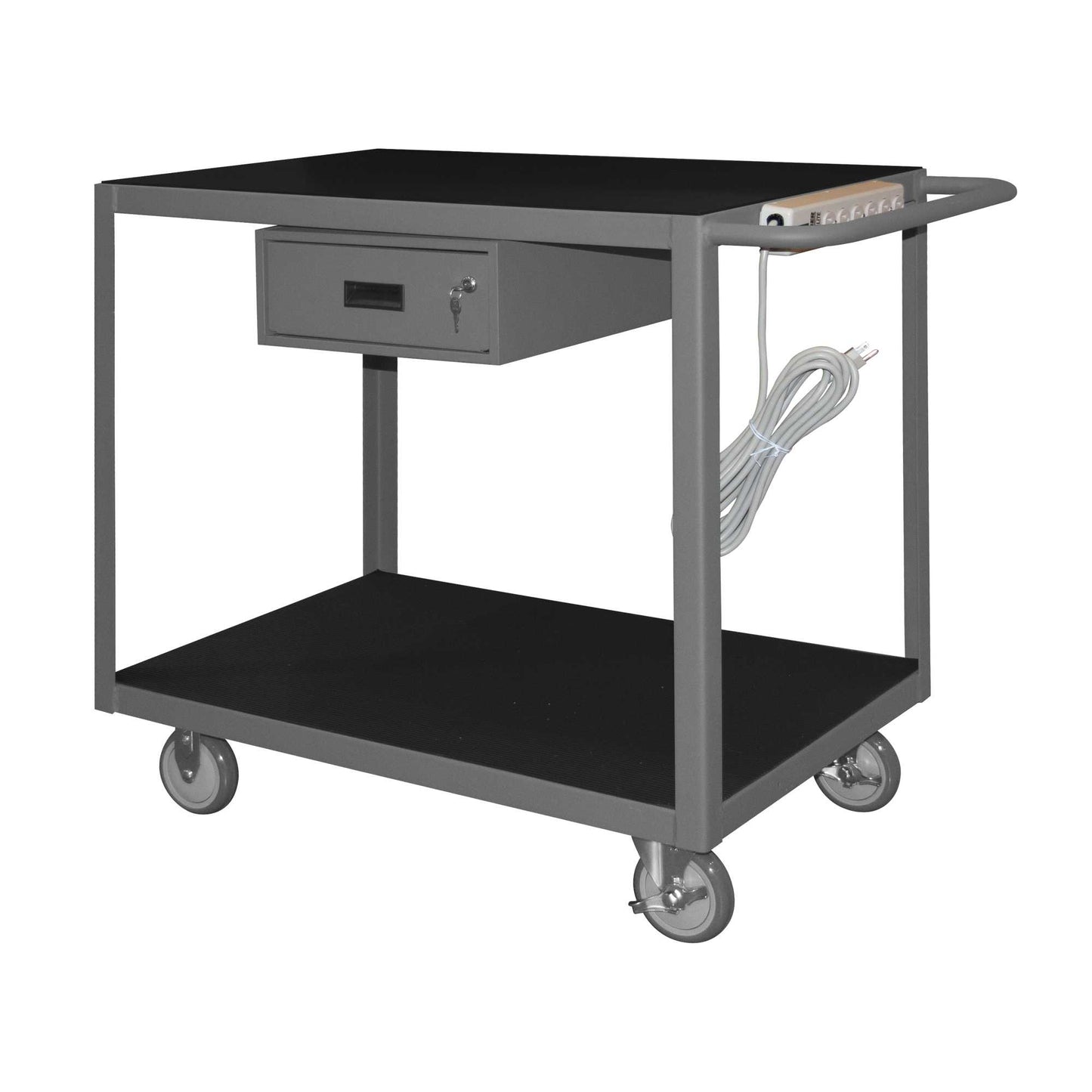 Durham RSIC-2436-2-5PU-95 INSTRUMENT CART, 2 SHELVES, 24 X 36, 1 DRAWER, POWER STRIP