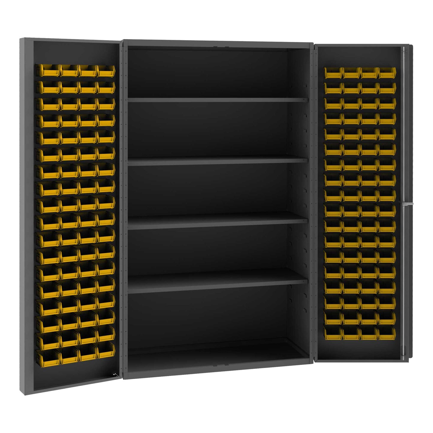 Durham SJC-DLP-144-4S-95 CABINET, 4 SHELF, 144 YELLOW BINS , 48 X 24 X 84