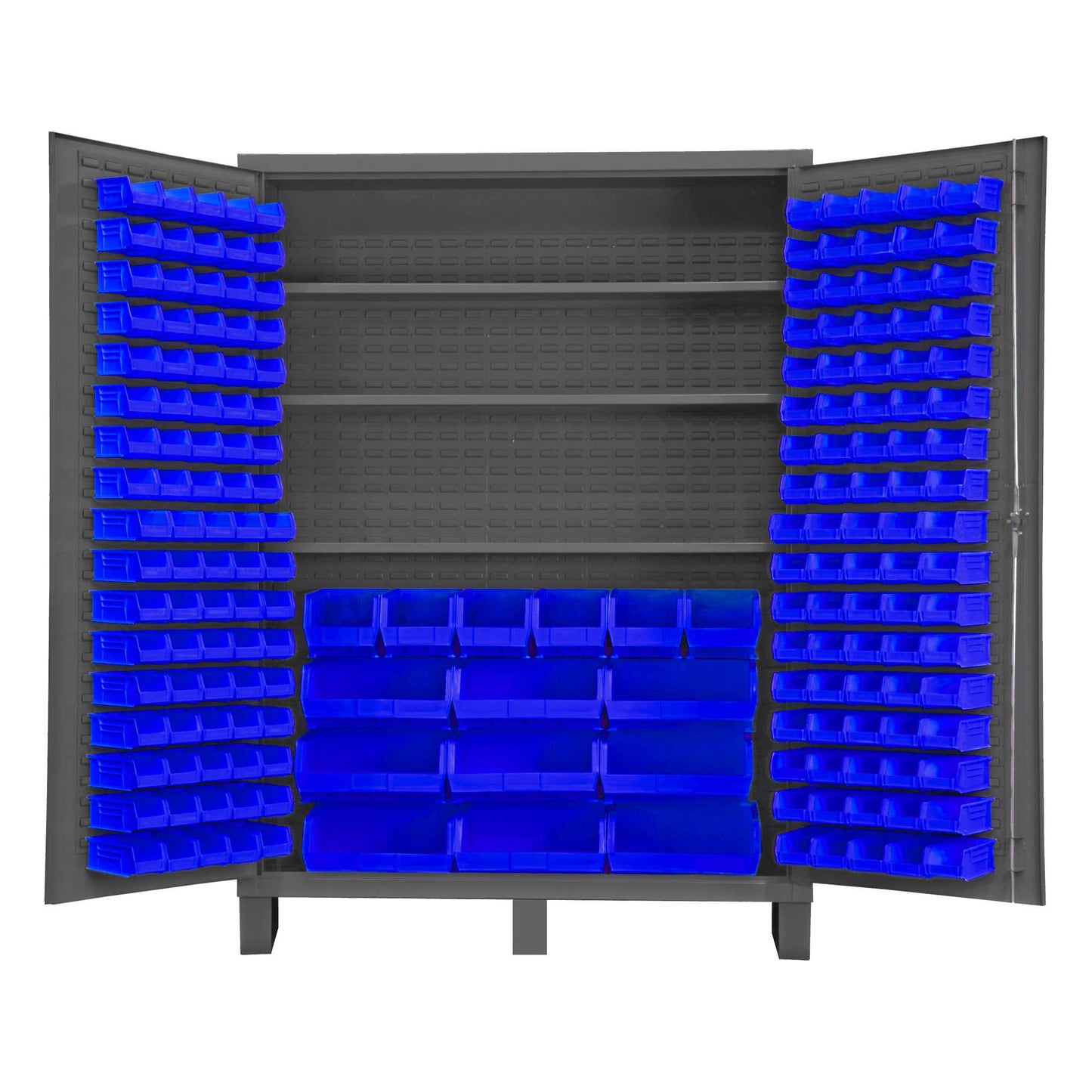 Durham SSC-185-3S-5295 CABINET, 14 GAUGE , 3 SHELVES, 185 BLUE BINS , 60 X 24 X 84