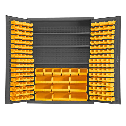 Durham SSC-185-3S-NL-95 CABINET, 14 GAUGE , 3 SHELVES, 185 YELLOW BINS , 60 X 24 X 78