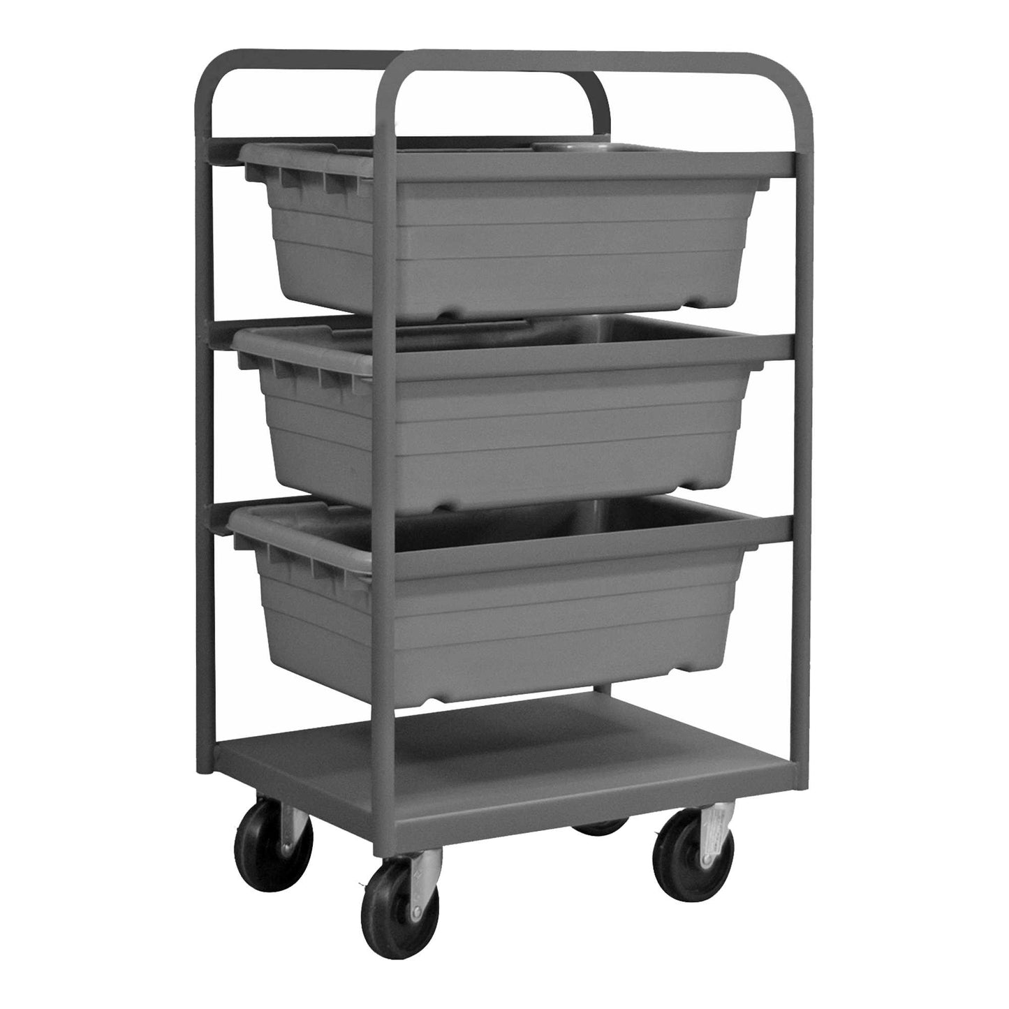 Durham TBR-183042-3-5PO-95 TUB RACK, 3 GRAY BINS AND BOTTOM SHELF, 18-3/4 X 26 X 42