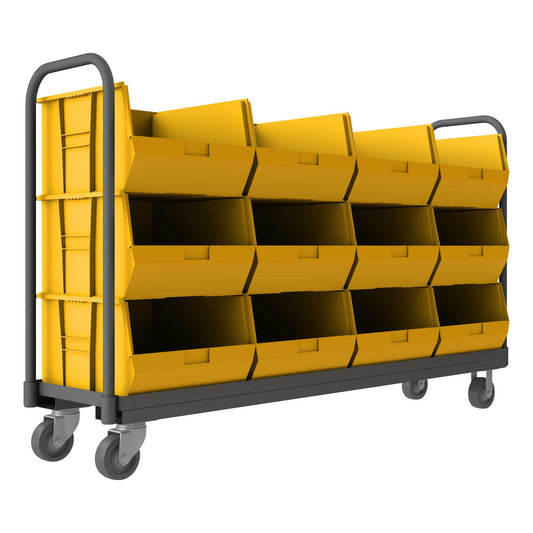 Durham TBR-187847-12B-5PU-95 TUB RACK, 12 YELLOW BINS AND PUSH HANDLE, 18-3/4 X 77-5/16 X 47-3/8