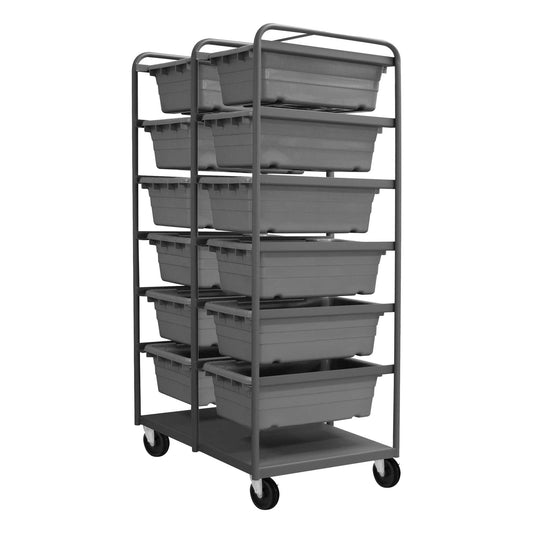 Durham TBR-303672-12-5PO-95 TUB RACK, 12 GRAY BINS AND BOTTOM SHELF, 36-13/16 X 26 X 73-3/4