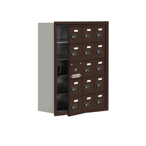 Mailboxes 19158-15ZRC Salsbury Recessed Mounted Cell Phone Locker with 15 Z Doors (14 usable) in Bronze - Resettable Combination Locks