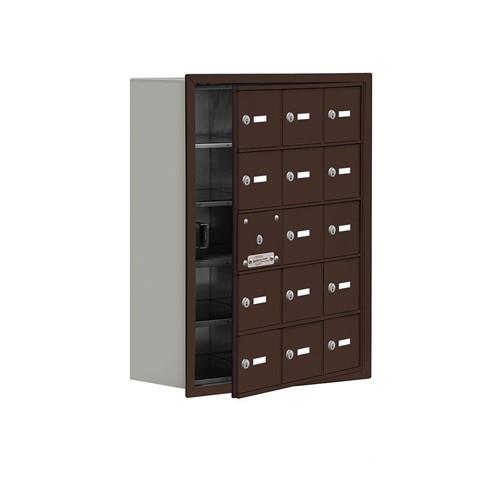 Mailboxes 19158-15ZRK Salsbury Recessed Mounted Cell Phone Locker with 15 Z Doors (14 usable) in Bronze - Keyed Locks