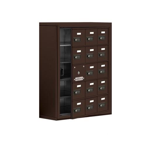 Mailboxes 19158-15ZSC Salsbury Surface Mounted Cell Phone Locker with 15 Z Doors (14 usable) in Bronze - Resettable Combination Locks