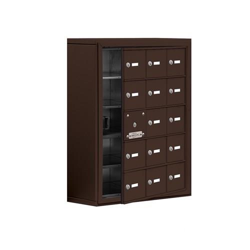 Mailboxes 19158-15ZSK Salsbury Surface Mounted Cell Phone Locker with 15 Z Doors (14 usable) in Bronze - Keyed Locks