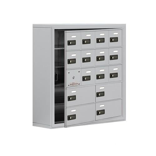 Mailboxes 19158-16ASC Salsbury Surface Mounted Cell Phone Locker with 12 A Doors (11 usable) 4 B Doors in Aluminum - Resettable Combination Locks