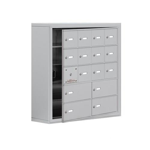 Mailboxes 19158-16ASK Salsbury Surface Mounted Cell Phone Locker with 12 A Doors (11 usable) 4 B Doors in Aluminum - Keyed Locks