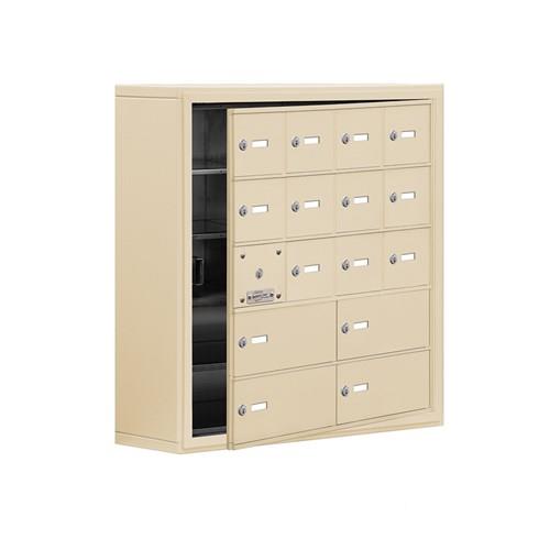 Mailboxes 19158-16SSK Salsbury Surface Mounted Cell Phone Locker with 12 S Doors (11 usable) 4 B Doors in Sandstone - Keyed Locks