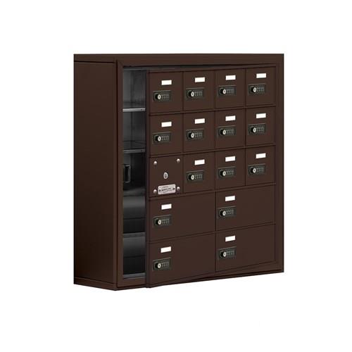 Mailboxes 19158-16ZSC Salsbury Surface Mounted Cell Phone Locker with 12 Z Doors (11 usable) 4 B Doors in Bronze - Resettable Combination Locks