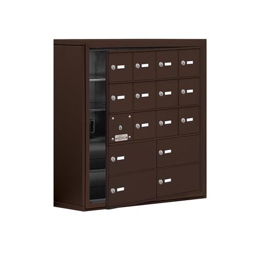 Mailboxes 19158-16ZSK Salsbury Surface Mounted Cell Phone Locker with 12 Z Doors (11 usable) 4 B Doors in Bronze - Keyed Locks