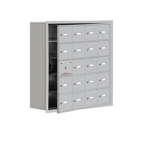 Mailboxes 19158-20ARK Salsbury Recessed Mounted Cell Phone Locker with 20 A Doors (19 usable) in Aluminum - Keyed Locks