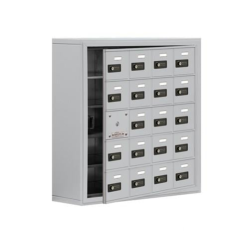 Mailboxes 19158-20ASC Salsbury Surface Mounted Cell Phone Locker with 20 A Doors (19 usable) in Aluminum - Resettable Combination Locks