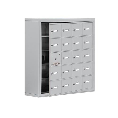 Mailboxes 19158-20ASK Salsbury Surface Mounted Cell Phone Locker with 20 A Doors (19 usable) in Aluminum - Keyed Locks