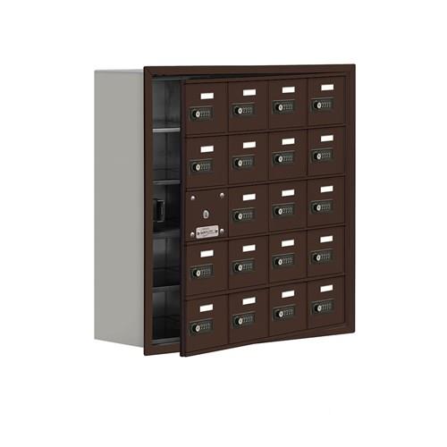 Mailboxes 19158-20ZRC Salsbury Recessed Mounted Cell Phone Locker with 20 Z Doors (19 usable) in Bronze - Resettable Combination Locks