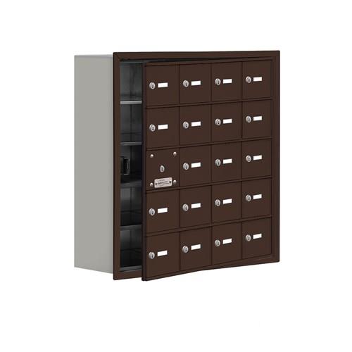 Mailboxes 19158-20ZRK Salsbury Recessed Mounted Cell Phone Locker with 20 Z Doors (19 usable) in Bronze - Keyed Locks