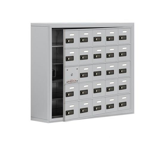 Mailboxes 19158-25ASC Salsbury Surface Mounted Cell Phone Locker with 25 A Doors (24 usable) in Aluminum - Resettable Combination Locks