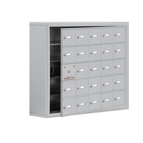 Mailboxes 19158-25ASK Salsbury Surface Mounted Cell Phone Locker with 25 A Doors (24 usable) in Aluminum - Keyed Locks