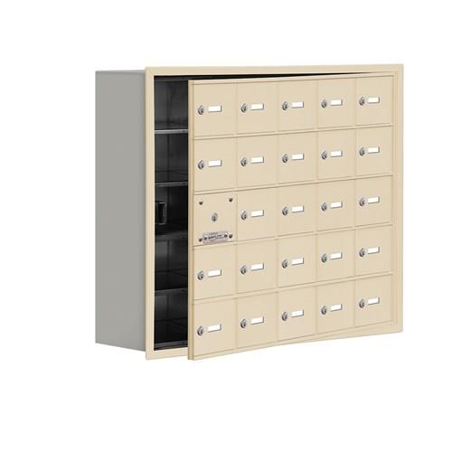 Mailboxes 19158-25SRK Salsbury Recessed Mounted Cell Phone Locker with 25 S Doors (24 usable) in Sandstone - Keyed Locks