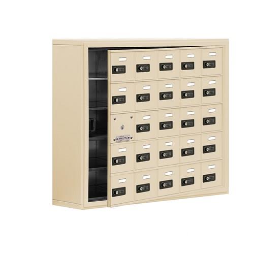 Mailboxes 19158-25SSC Salsbury Surface Mounted Cell Phone Locker with 25 S Doors (24 usable) in Sandstone - Resettable Combination Locks