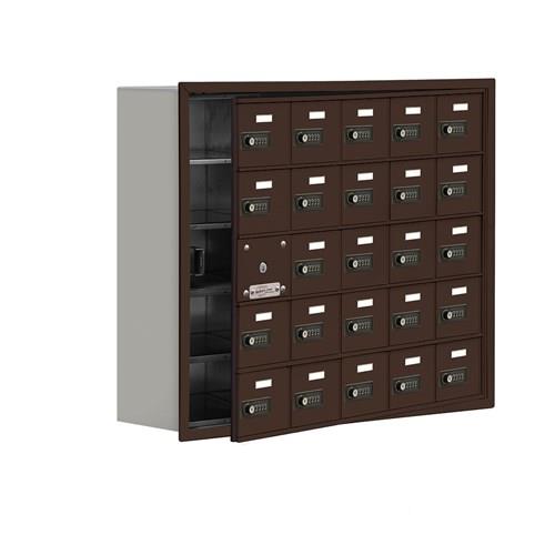 Mailboxes 19158-25ZRC Salsbury Recessed Mounted Cell Phone Locker with 25 Z Doors (24 usable) in Bronze - Resettable Combination Locks