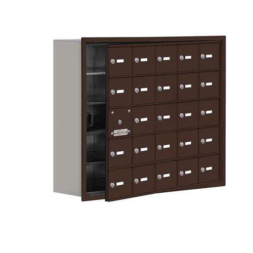 Mailboxes 19158-25ZRK Salsbury Recessed Mounted Cell Phone Locker with 25 Z Doors (24 usable) in Bronze - Keyed Locks