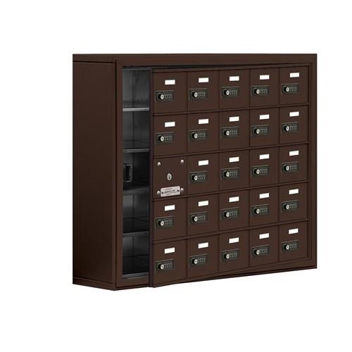 Mailboxes 19158-25ZSC Salsbury Surface Mounted Cell Phone Locker with 25 Z Doors (24 usable) in Bronze - Resettable Combination Locks