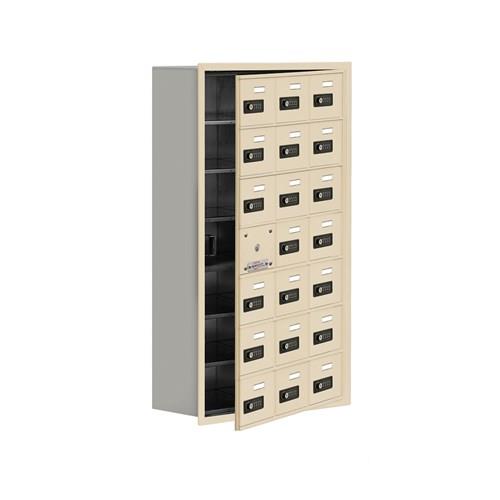 Mailboxes 19178-21SRC Salsbury Recessed Mounted Cell Phone Locker with 21 S Doors (20 usable) in Sandstone - Resettable Combination Locks