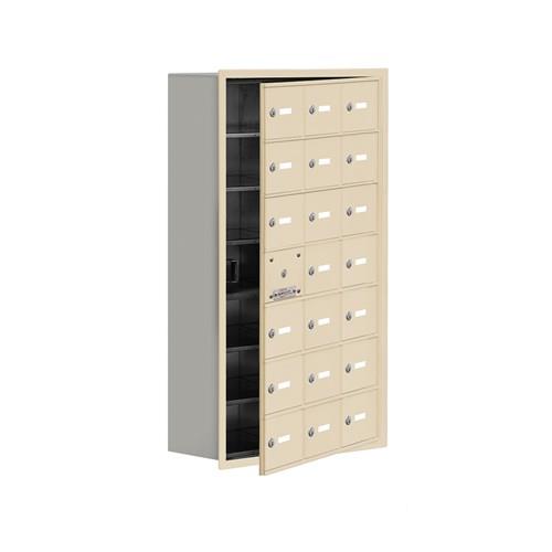 Mailboxes 19178-21SRK Salsbury Recessed Mounted Cell Phone Locker with 21 S Doors (20 usable) in Sandstone - Keyed Locks