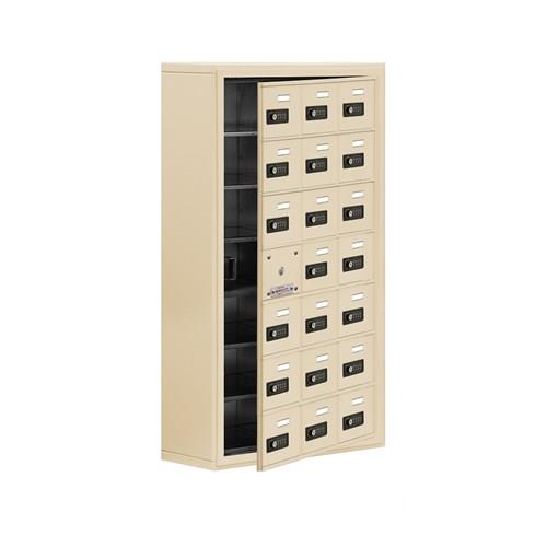 Mailboxes 19178-21SSC Salsbury Surface Mounted Cell Phone Locker with 21 S Doors (20 usable) in Sandstone - Resettable Combination Locks