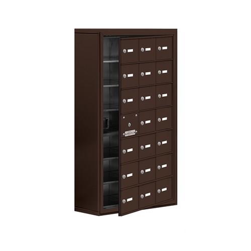 Mailboxes 19178-21ZSK Salsbury Surface Mounted Cell Phone Locker with 21 Z Doors (20 usable) in Bronze - Keyed Locks