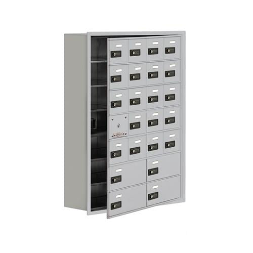 Mailboxes 19178-24ARC Salsbury Recessed Mounted Cell Phone Locker with 20 A Doors (19 usable) 4 B Doors in Aluminum - Resettable Combination Locks