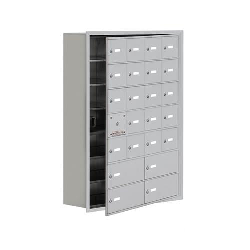 Mailboxes 19178-24ARK Salsbury Recessed Mounted Cell Phone Locker with 20 A Doors (19 usable) 4 B Doors in Aluminum - Keyed Locks