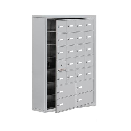 Mailboxes 19178-24ASK Salsbury Surface Mounted Cell Phone Locker with 20 A Doors (19 usable) 4 B Doors in Aluminum - Keyed Locks