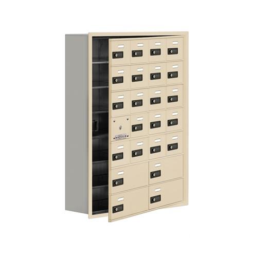 Mailboxes 19178-24SRC Salsbury Recessed Mounted Cell Phone Locker with 20 S Doors (19 usable) 4 B Doors in Sandstone - Resettable Combination Locks