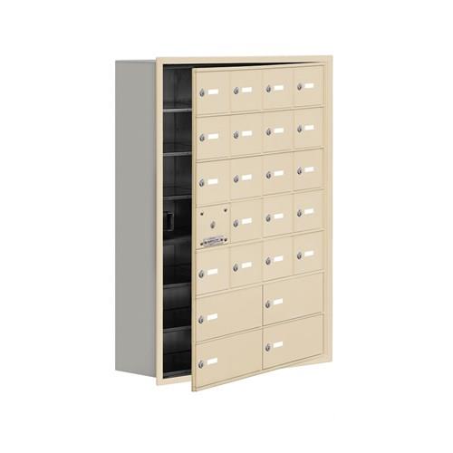 Mailboxes 19178-24SRK Salsbury Recessed Mounted Cell Phone Locker with 20 S Doors (19 usable) 4 B Doors in Sandstone - Keyed Locks