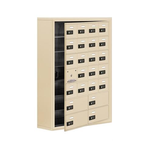 Mailboxes 19178-24SSC Salsbury Surface Mounted Cell Phone Locker with 20 S Doors (19 usable) 4 B Doors in Sandstone - Resettable Combination Locks