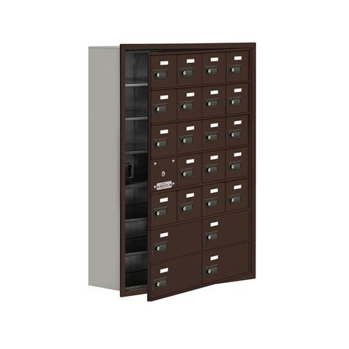 Mailboxes 19178-24ZRC Salsbury Recessed Mounted Cell Phone Locker with 20 Z Doors (19 usable) 4 B Doors in Bronze - Resettable Combination Locks