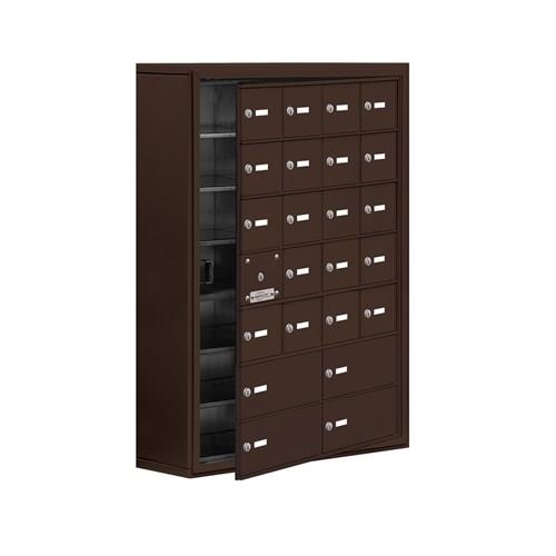 Mailboxes 19178-24ZSK Salsbury Surface Mounted Cell Phone Locker with 20 Z Doors (19 usable) 4 B Doors in Bronze - Keyed Locks