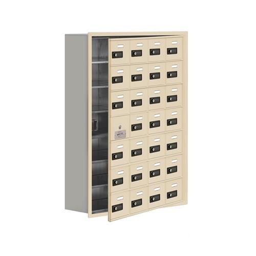 Mailboxes 19178-28SRC Salsbury Recessed Mounted Cell Phone Locker with 28 S Doors (27 usable) in Sandstone - Resettable Combination Locks