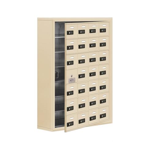 Mailboxes 19178-28SSC Salsbury Surface Mounted Cell Phone Locker with 28 S Doors (27 usable) in Sandstone - Resettable Combination Locks