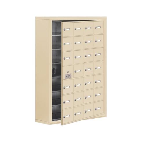 Mailboxes 19178-28SSK Salsbury Surface Mounted Cell Phone Locker with 28 S Doors (27 usable) in Sandstone - Keyed Locks