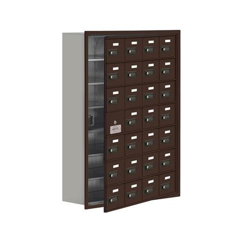 Mailboxes 19178-28ZRC Salsbury Recessed Mounted Cell Phone Locker with 28 Z Doors (27 usable) in Bronze - Resettable Combination Locks